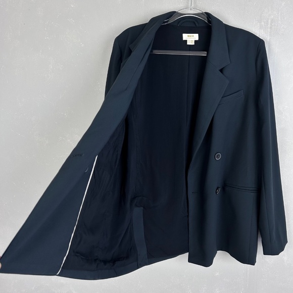 Anthropologie Maeve size 10 double breasted blazer navy lined oversized - Picture 10 of 13